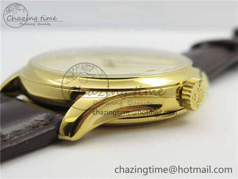Calatrava 5227R YG ZF 1:1 Best Edition Ivory Dial on Brown Leather Strap A324CS