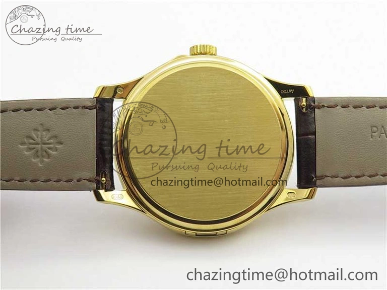 Calatrava 5227R YG ZF 1:1 Best Edition Ivory Dial on Brown Leather Strap A324CS
