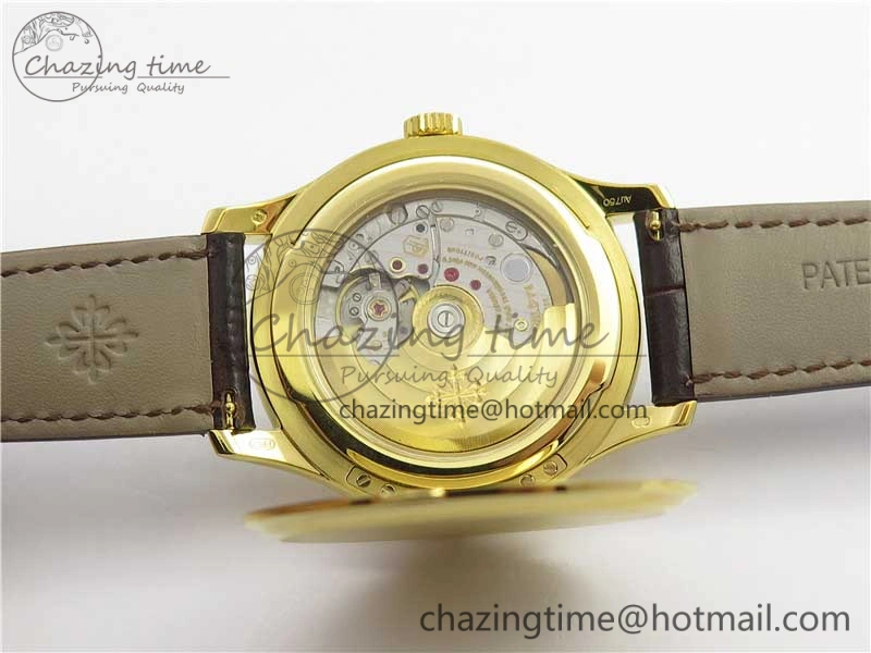 Calatrava 5227R YG ZF 1:1 Best Edition Ivory Dial on Brown Leather Strap A324CS