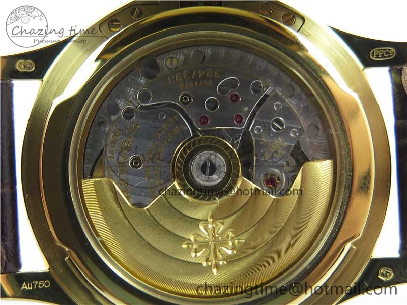 Calatrava 5227R YG ZF 1:1 Best Edition Ivory Dial on Brown Leather Strap A324CS