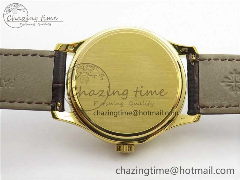 Calatrava 5227R YG ZF 1:1 Best Edition Ivory Dial on Brown Leather Strap A324CS