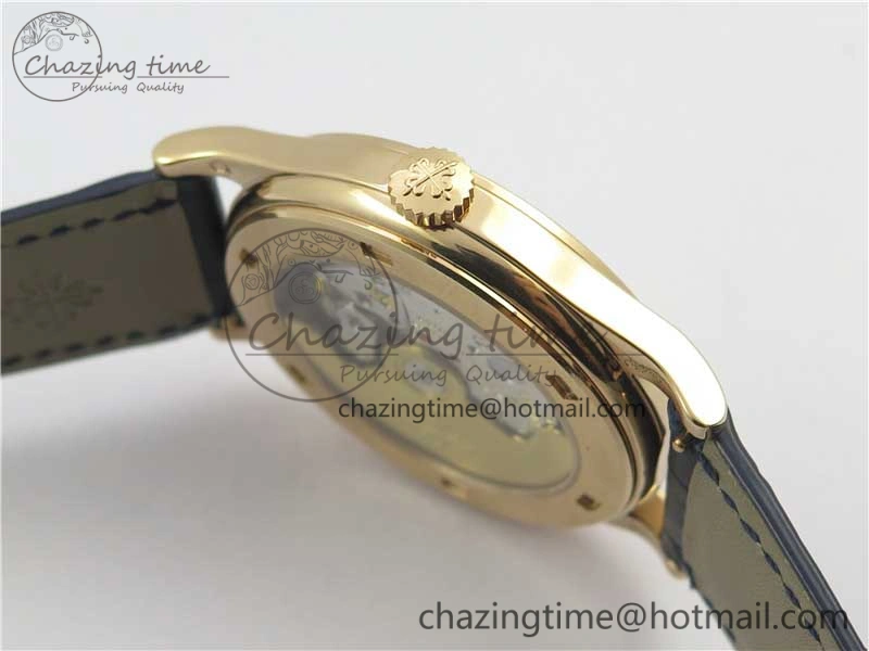 Calatrava 5296G RG ZF 1:1 Best Edition White Dial Blue Hands on Black Leather Strap 324CS