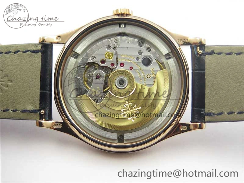 Calatrava 5296G RG ZF 1:1 Best Edition White Dial Blue Hands on Black Leather Strap 324CS