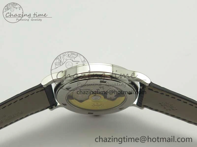 Calatrava 5296G SS ZF 1:1 Best Edition Ivory Dial On Black Leather Strap 324CS (Free Box