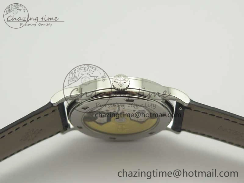 Calatrava 5296G SS ZF 1:1 Best Edition Ivory Dial On Black Leather Strap 324CS (Free Box