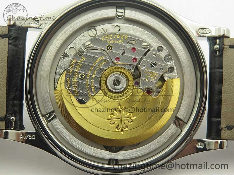 Calatrava 5296G SS ZF 1:1 Best Edition Ivory Dial On Black Leather Strap 324CS (Free Box