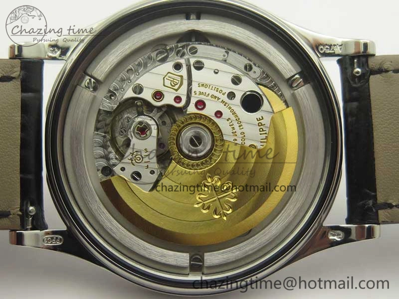 Calatrava 5296G SS ZF 1:1 Best Edition Ivory Dial On Black Leather Strap 324CS (Free Box