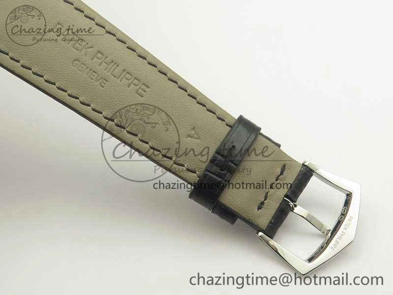 Calatrava 5296G SS ZF 1:1 Best Edition Ivory Dial On Black Leather Strap 324CS (Free Box