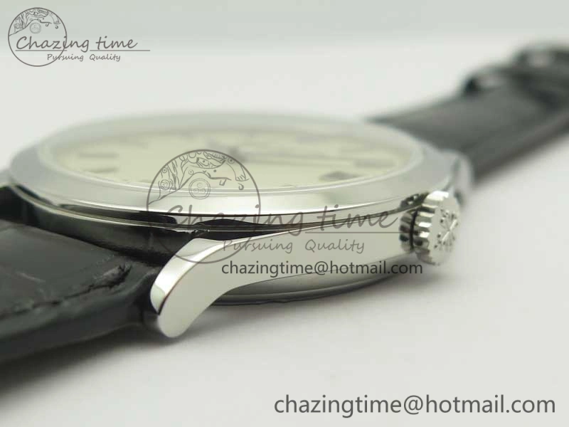 Calatrava 5296G SS ZF 1:1 Best Edition Ivory Dial On Black Leather Strap 324CS (Free Box
