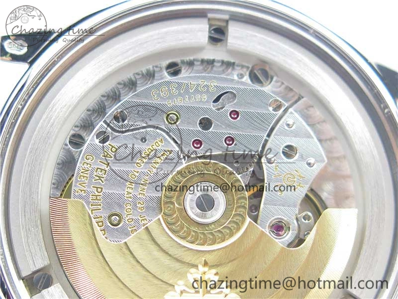 Calatrava 5296G SS ZF 1:1 Best Edition White Dial Blue Hands on Black Leather Strap 324CS