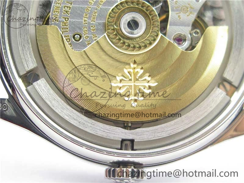 Calatrava 5296G SS ZF 1:1 Best Edition White Dial Blue Hands on Black Leather Strap 324CS