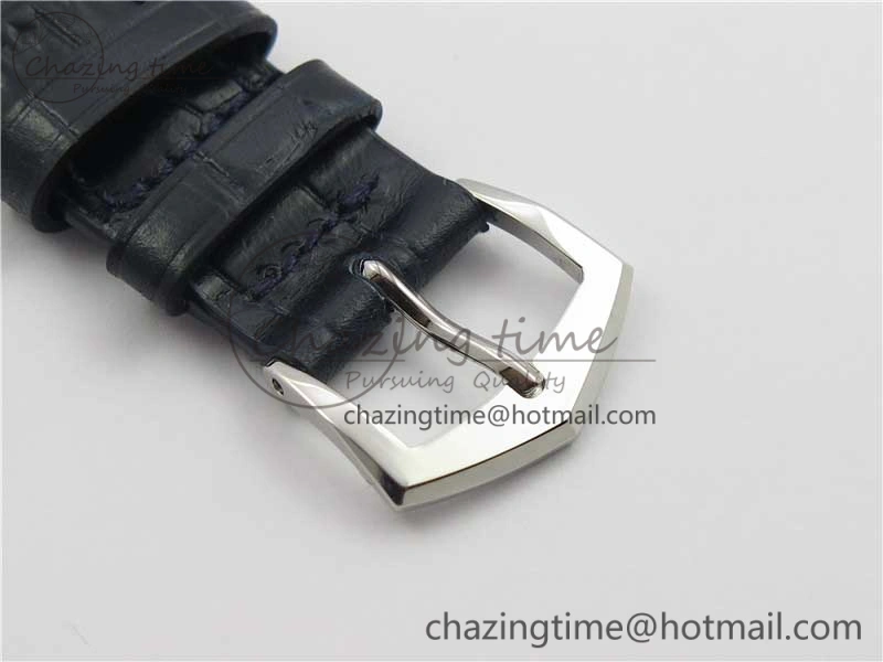 Calatrava 5296G SS ZF 1:1 Best Edition White Dial Blue Hands on Black Leather Strap 324CS