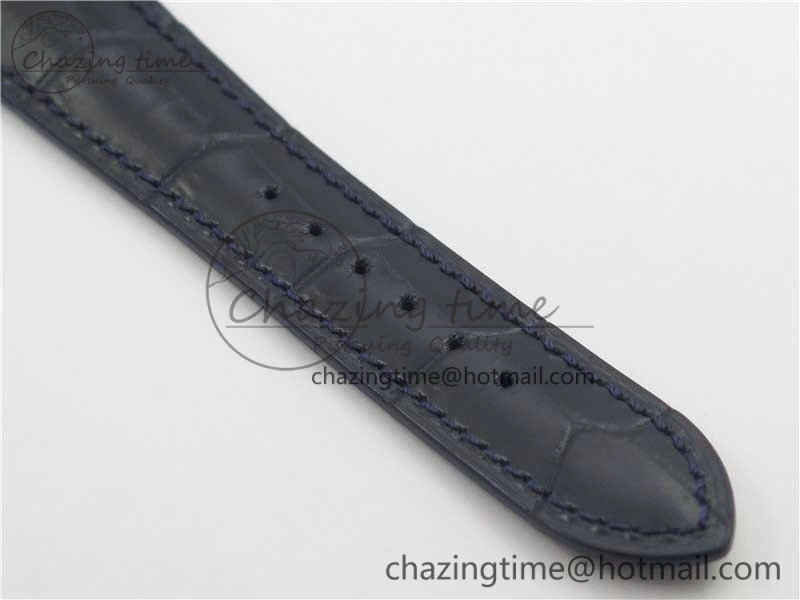 Calatrava 5296G SS ZF 1:1 Best Edition White Dial Blue Hands on Black Leather Strap 324CS