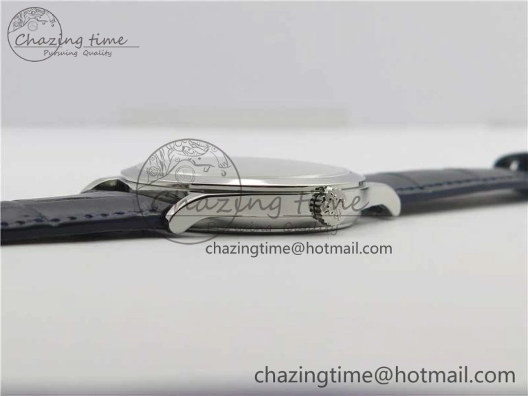 Calatrava 5296G SS ZF 1:1 Best Edition White Dial Blue Hands on Black Leather Strap 324CS