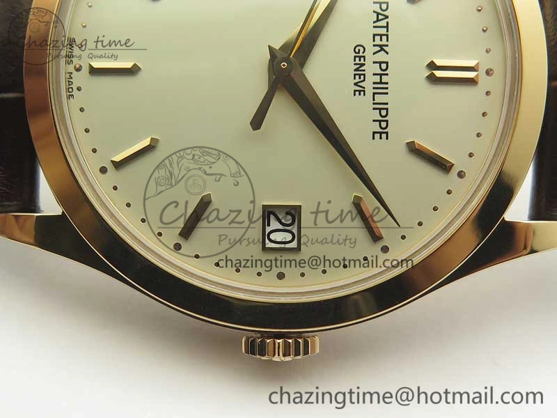 Calatrava 5296R RG ZF 1:1 Best Edition Ivory Dial on Brown Leather Strap 324CS (Free box)