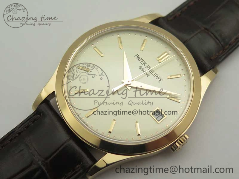 Calatrava 5296R RG ZF 1:1 Best Edition Ivory Dial on Brown Leather Strap 324CS (Free box)