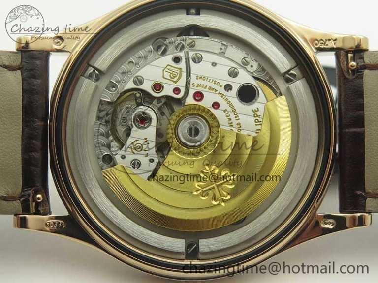 Calatrava 5296R RG ZF 1:1 Best Edition Ivory Dial on Brown Leather Strap 324CS (Free box)