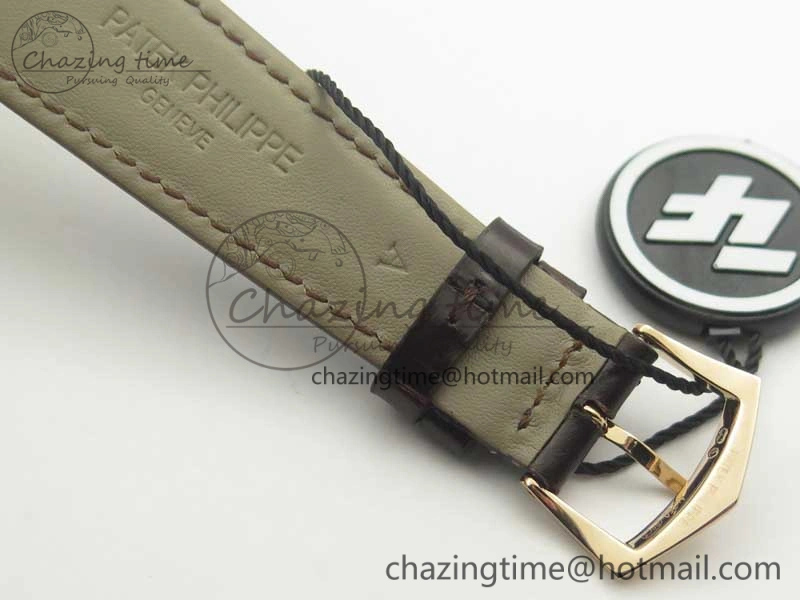 Calatrava 5296R RG ZF 1:1 Best Edition Ivory Dial on Brown Leather Strap 324CS (Free box)