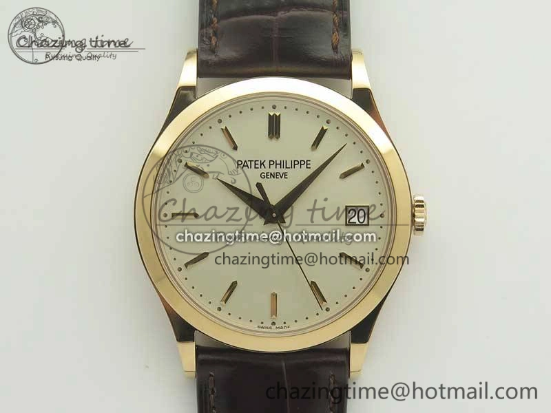 Calatrava 5296R RG ZF 1:1 Best Edition Ivory Dial on Brown Leather Strap 324CS (Free box)