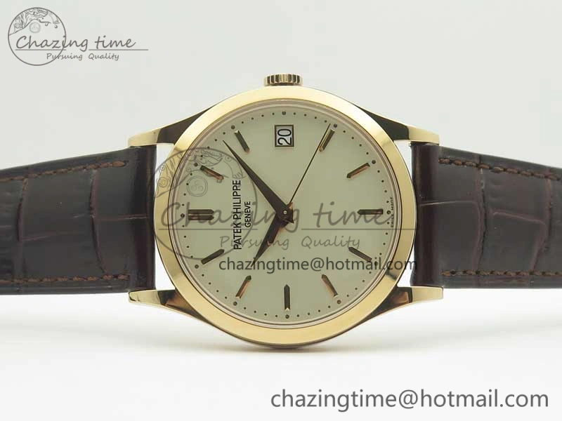 Calatrava 5296R RG ZF 1:1 Best Edition Ivory Dial on Brown Leather Strap 324CS (Free box)