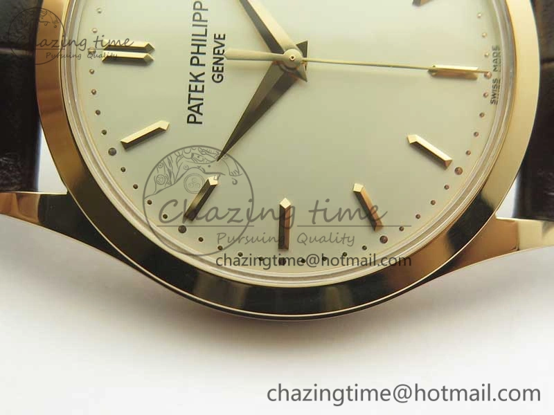 Calatrava 5296R RG ZF 1:1 Best Edition Ivory Dial on Brown Leather Strap 324CS (Free box)