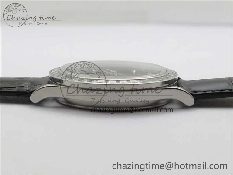 Calatrava 5298P-012 SS T Diamonds Bezel ZF 1:1 Best Edition Black Dial on Black Leather Strap A324CS