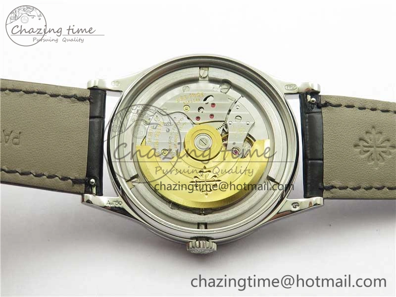 Calatrava 5298P-012 SS T Diamonds Bezel ZF 1:1 Best Edition Black Dial on Black Leather Strap A324CS