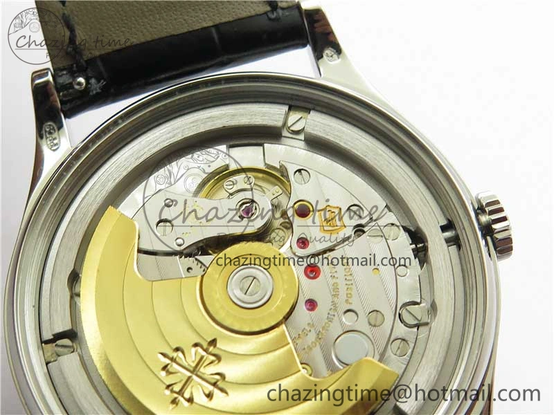 Calatrava 5298P-012 SS T Diamonds Bezel ZF 1:1 Best Edition Black Dial on Black Leather Strap A324CS