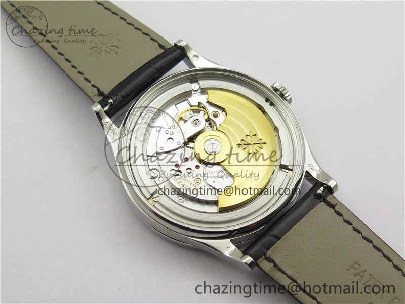 Calatrava 5298P-012 SS T Diamonds Bezel ZF 1:1 Best Edition Black Dial on Black Leather Strap A324CS