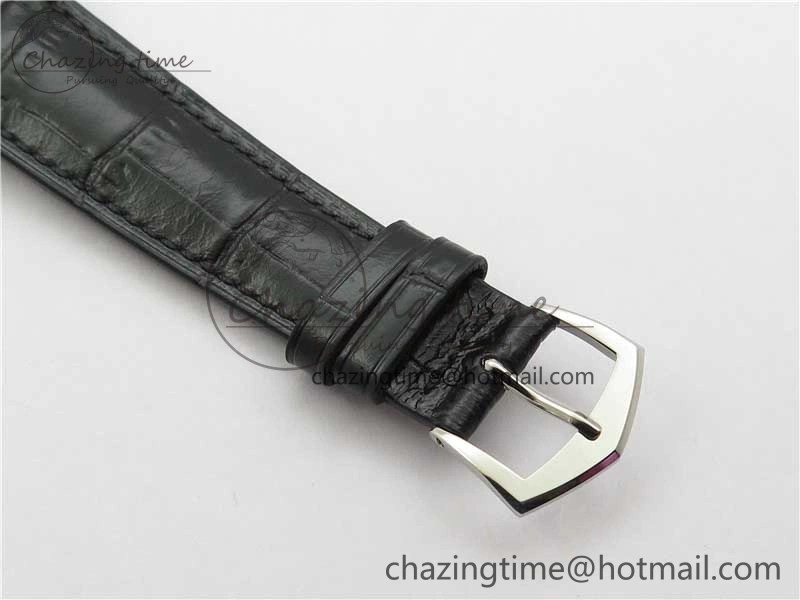 Calatrava 5298P-012 SS T Diamonds Bezel ZF 1:1 Best Edition Black Dial on Black Leather Strap A324CS