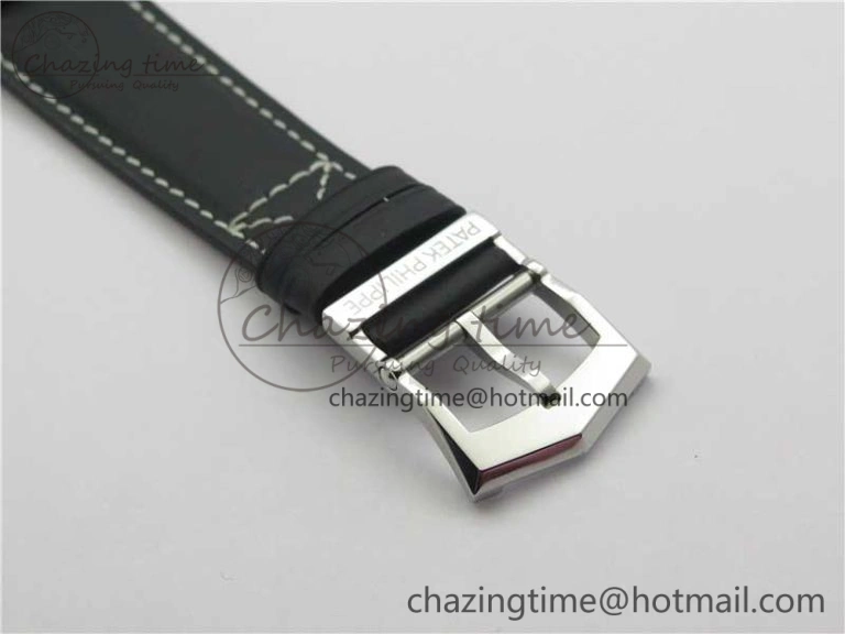 Calatrava 5524 Pilot Travel Time SS GRF Blue Dial on Black Leather Strap A324 V2