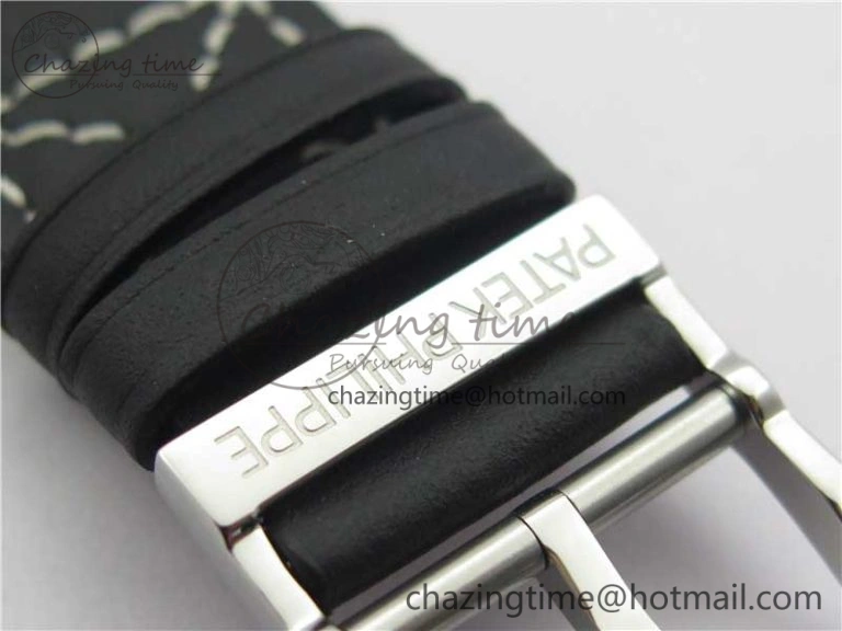 Calatrava 5524 Pilot Travel Time SS GRF Blue Dial on Black Leather Strap A324 V2