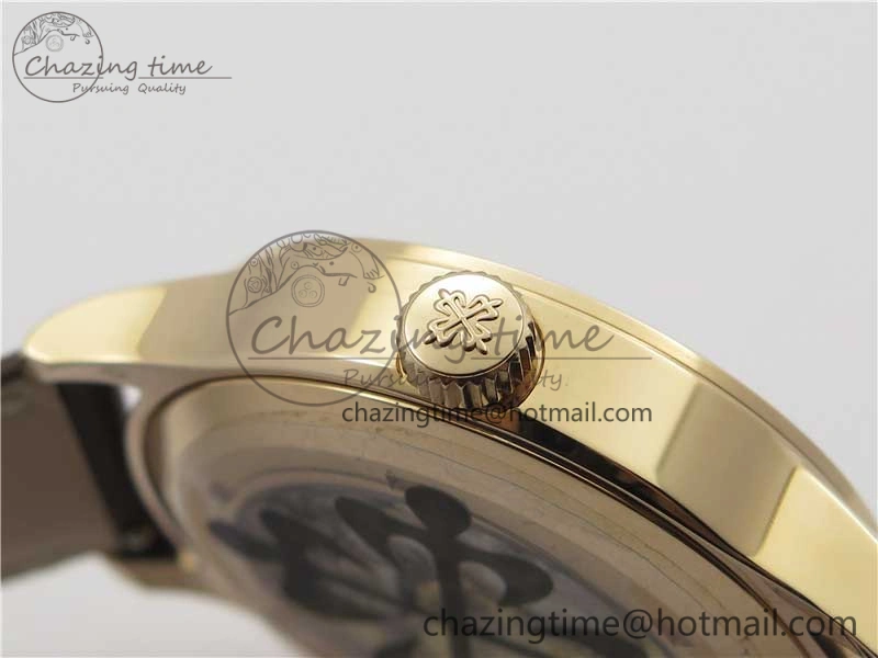 Calatrava 5524R Pilot Travel Time RG GRF Brown Dial on Brown Leather Strap A324 V2
