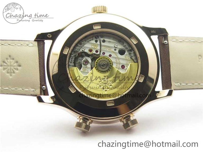 Calatrava 5524R Pilot Travel Time RG GRF Brown Dial on Brown Leather Strap A324 V2