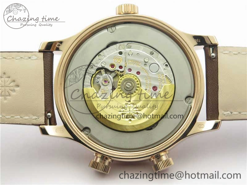 Calatrava 5524R Pilot Travel Time RG GRF Brown Dial on Brown Leather Strap A324 V2
