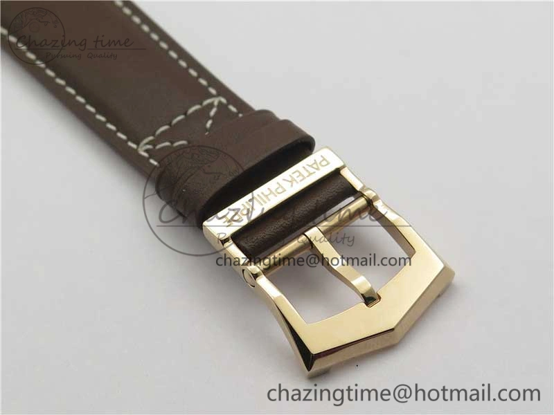 Calatrava 5524R Pilot Travel Time RG GRF Brown Dial on Brown Leather Strap A324 V2