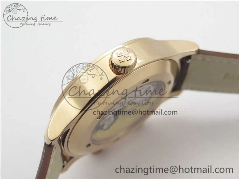 Calatrava 5524R Pilot Travel Time RG GRF Brown Dial on Brown Leather Strap MIYOTA 9015