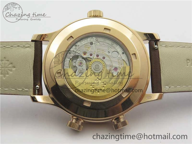 Calatrava 5524R Pilot Travel Time RG GRF Brown Dial on Brown Leather Strap MIYOTA 9015