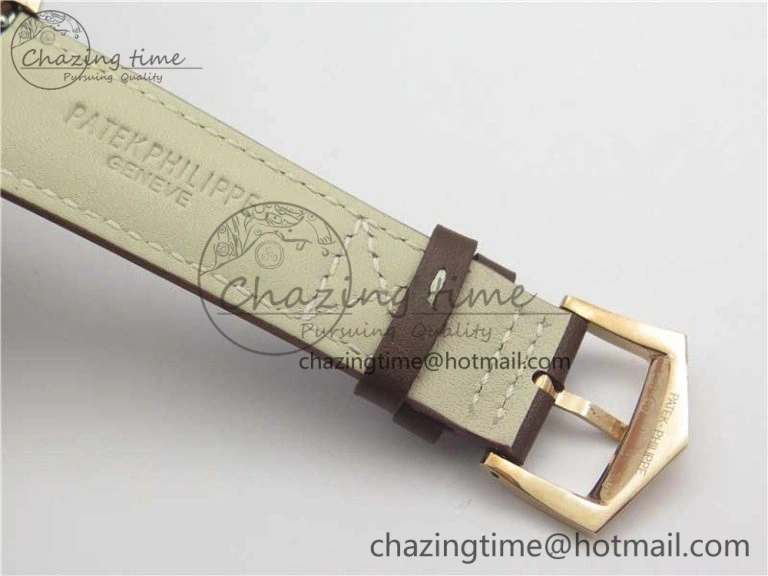 Calatrava 5524R Pilot Travel Time RG GRF Brown Dial on Brown Leather Strap MIYOTA 9015