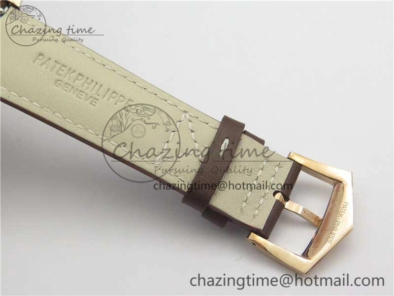 Calatrava 5524R Pilot Travel Time RG GRF Brown Dial on Brown Leather Strap MIYOTA 9015