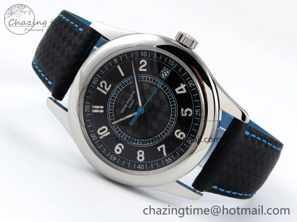 Calatrava 6007G SS PPF 1:1 Best Edition Black Blue Dial on Black Leather Strap 330CS