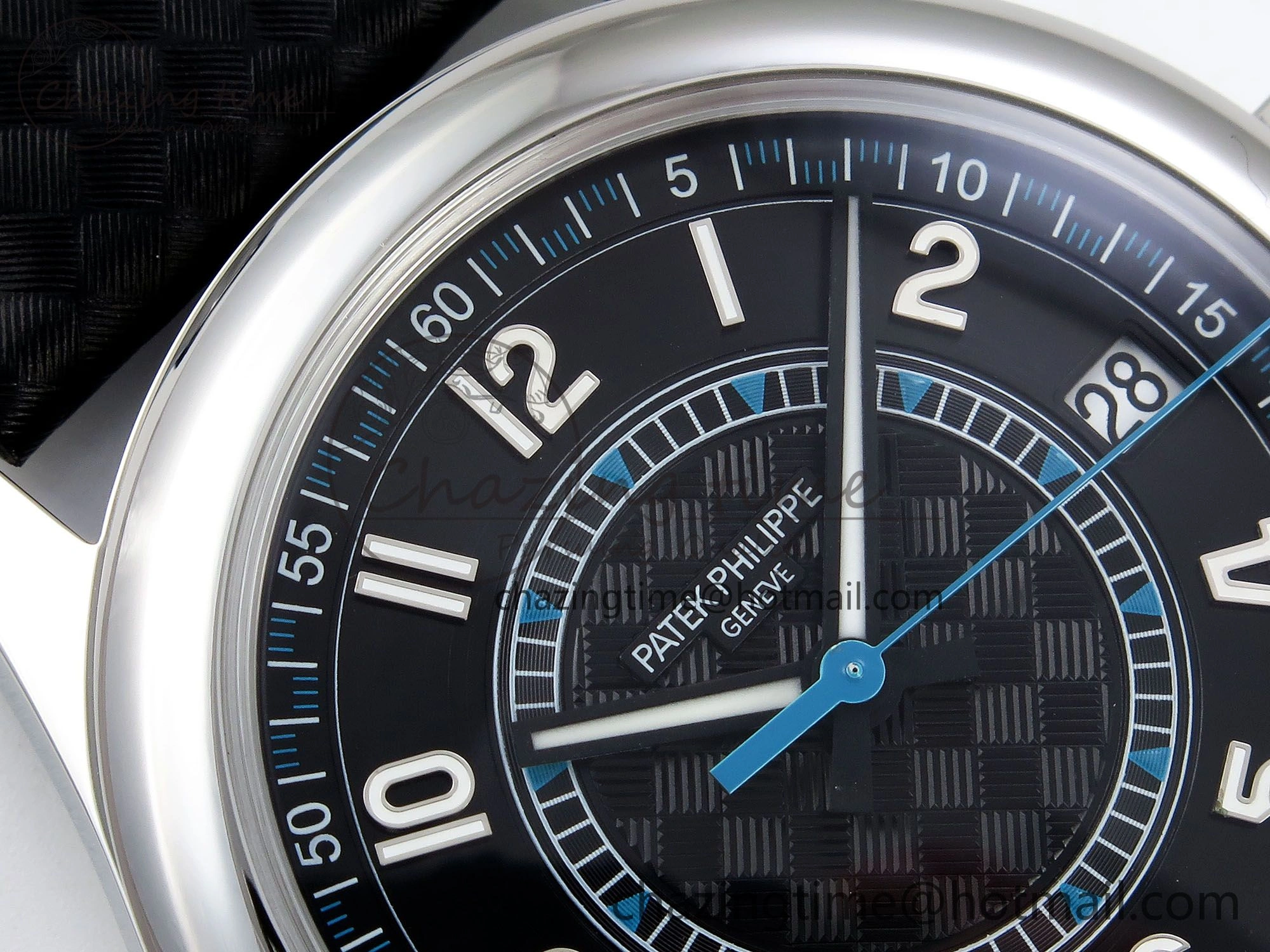 Calatrava 6007G SS PPF 1:1 Best Edition Black Blue Dial on Black Leather Strap 330CS