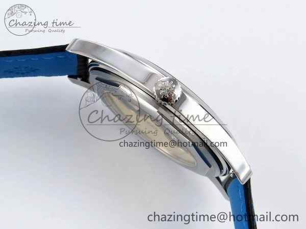 Calatrava 6007G SS PPF 1:1 Best Edition Black Blue Dial on Black Leather Strap 330CS