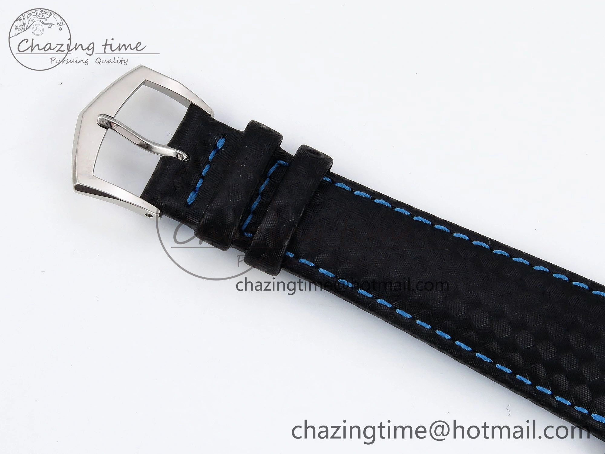 Calatrava 6007G SS PPF 1:1 Best Edition Black Blue Dial on Black Leather Strap 330CS