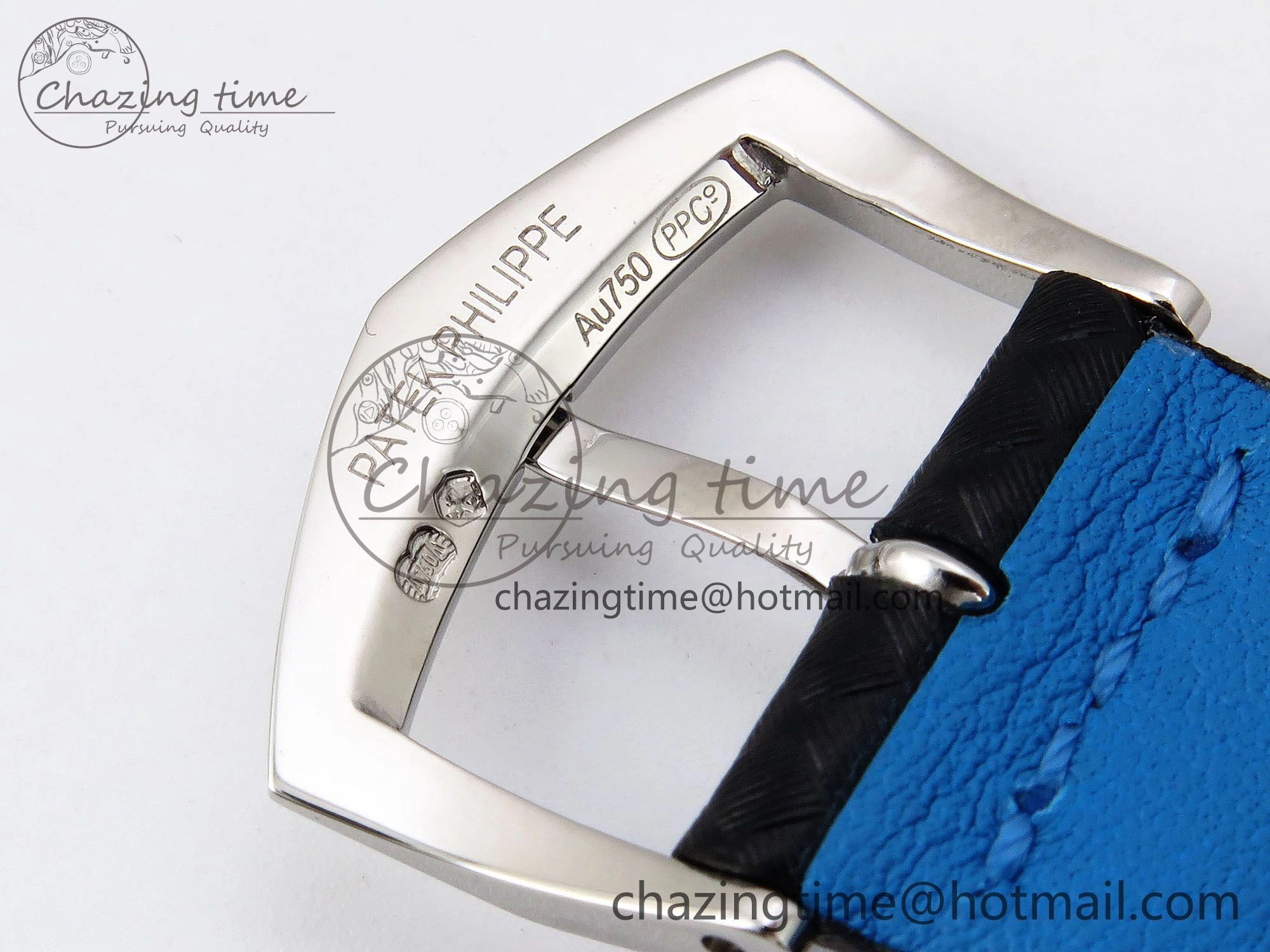 Calatrava 6007G SS PPF 1:1 Best Edition Black Blue Dial on Black Leather Strap 330CS