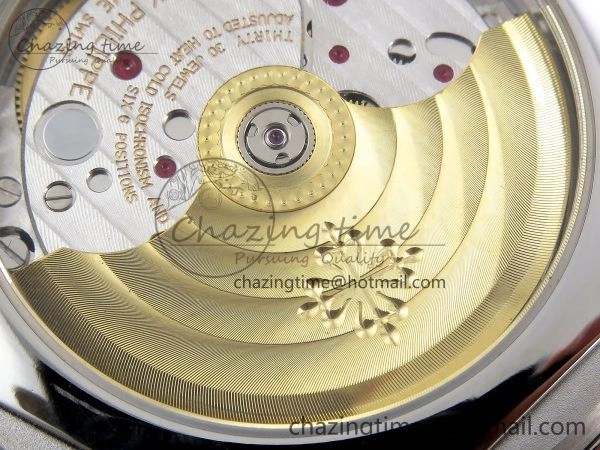 Calatrava 6007G SS PPF 1:1 Best Edition Black Red Dial on Black Leather Strap 330CS
