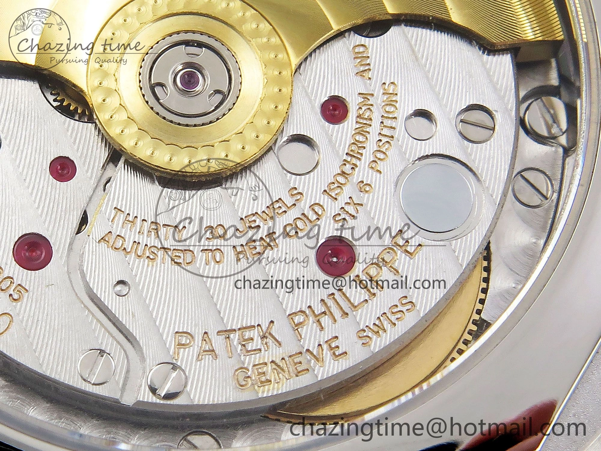 Calatrava 6007G SS PPF 1:1 Best Edition Black Red Dial on Black Leather Strap 330CS