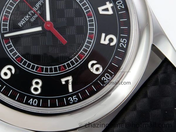 Calatrava 6007G SS PPF 1:1 Best Edition Black Red Dial on Black Leather Strap 330CS