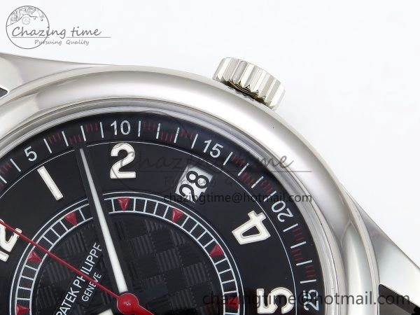 Calatrava 6007G SS PPF 1:1 Best Edition Black Red Dial on Black Leather Strap 330CS