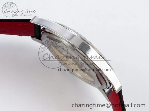 Calatrava 6007G SS PPF 1:1 Best Edition Black Red Dial on Black Leather Strap 330CS